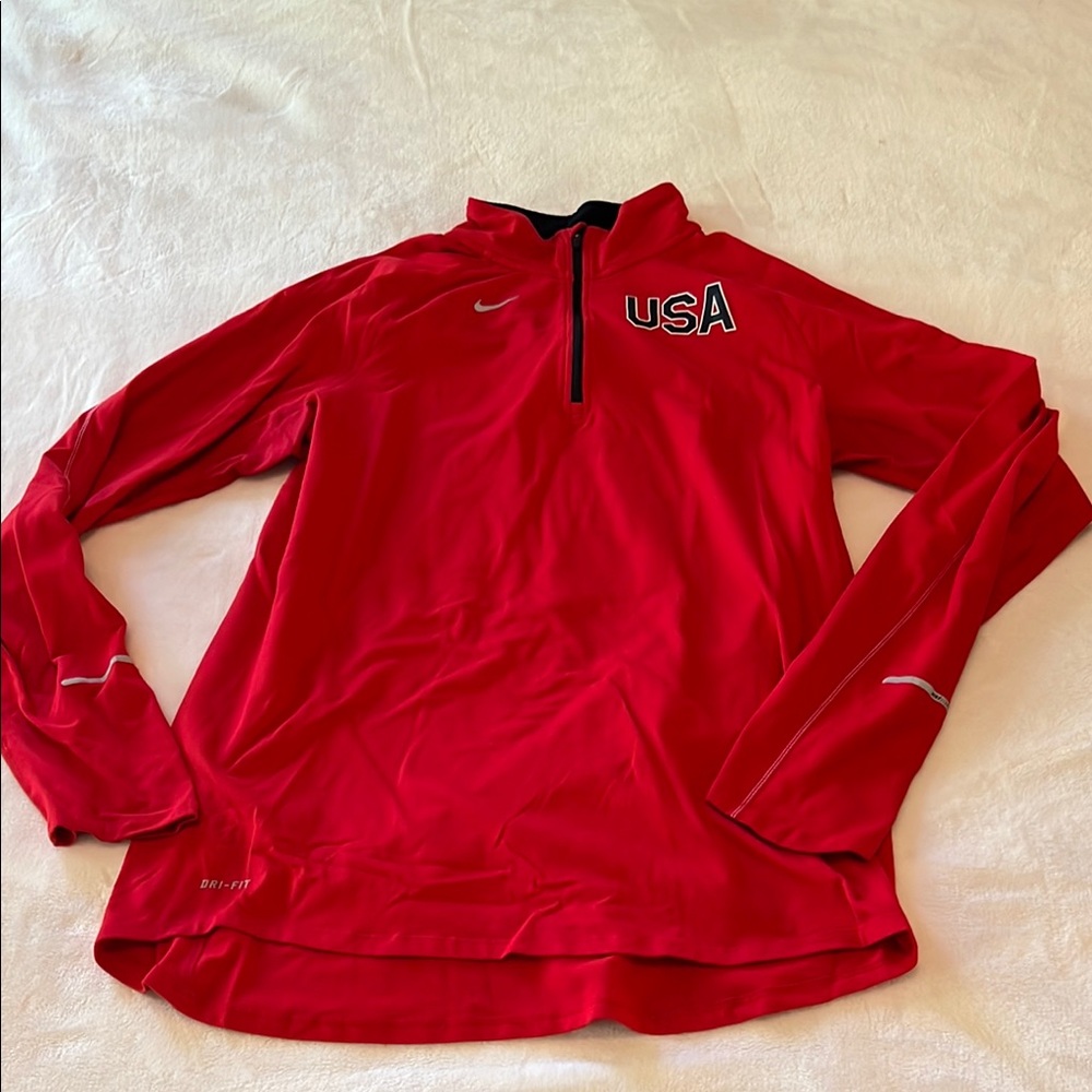 Nike Red USA Quarter-Zip Pullover